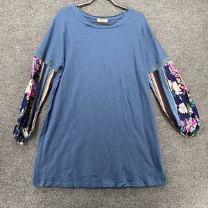 UMGEE Dress Womens XL Blue Patchwork Floral Long Sleeve Boho Casual Cottage Farm